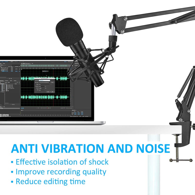 SUNMON SM58 Microphone Shock Mount Holder with Foam Windscreen for Absorbe Vibration and Noise, Pop Filter Suitable for SM58-LC, SM58-CN Dynamic Mic - Image 3